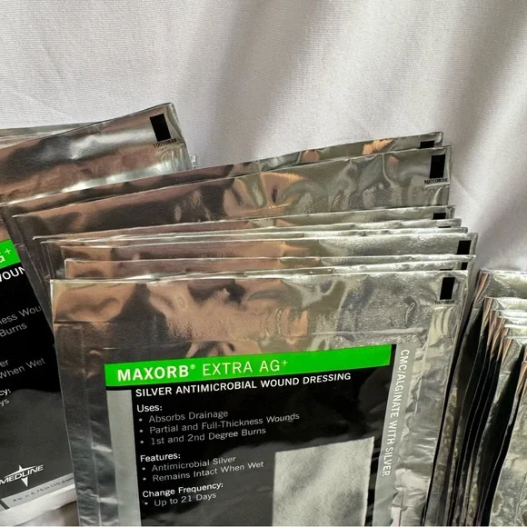 Maxorb Extra AG Plus Antimicrobial Silver Wound Dressing MedLine 3 Boxes 4X4 - Picture 10 of 12